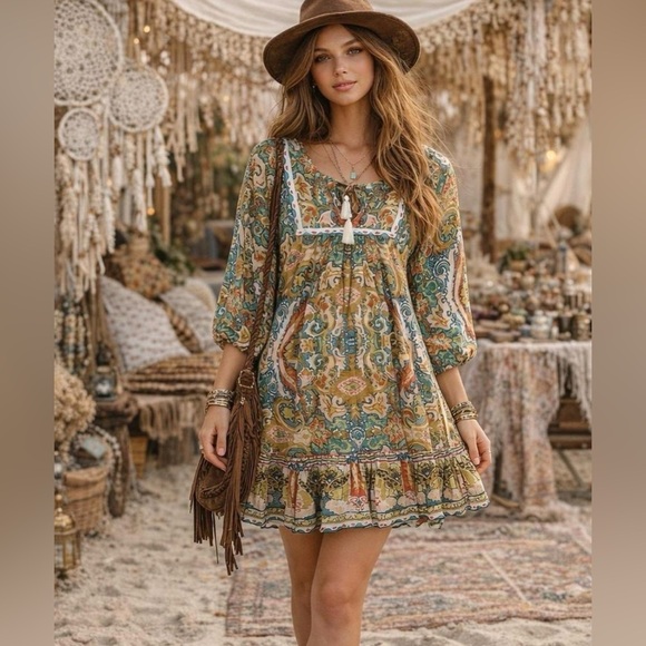 NWT Cleobella Magdalena Las Palmas Paisley Mini Dress Size XS - Picture 2 of 12